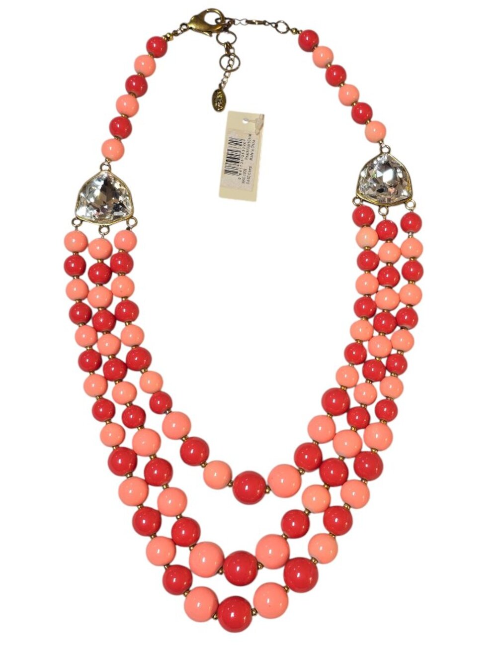 Amrita Singh Statement Beaded Chucky Crystal Gold Plated Coral Necklace